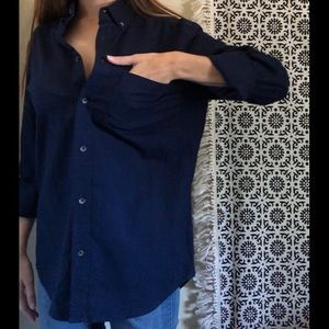 men’s button up navy blue long sleeve